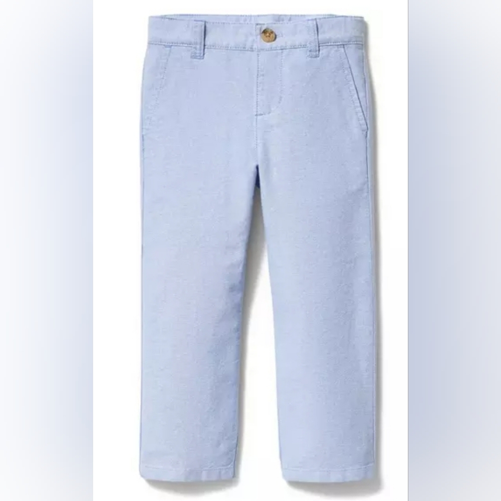 Janie and Jack Light Blue 100% cotton adjustable waist long pants SZ 4 NWT